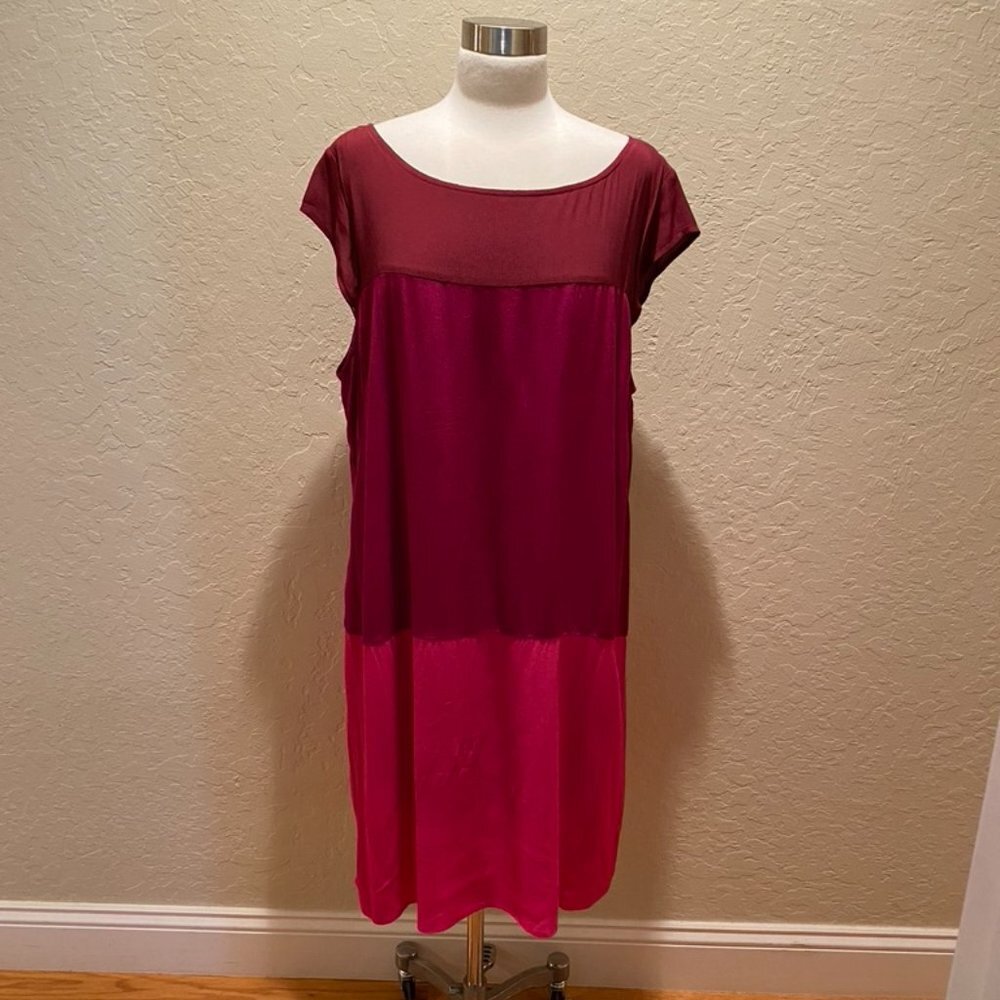 Short sleeve color blocked dress with lining XL